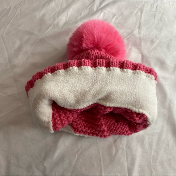 Cozy Pink Knit Pom-Pom Beanie - Picture 3 of 3